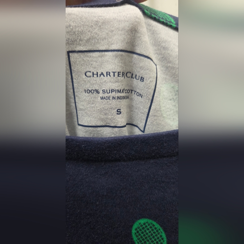 Charter Club Pima Cotton Tennis Print Boat Neck Top Size Small NWT - Picture 6 of 9